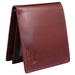 MORUCHA Mens RFID Blocking Real Soft Leather Passcase Wallet M-115 Burgundy