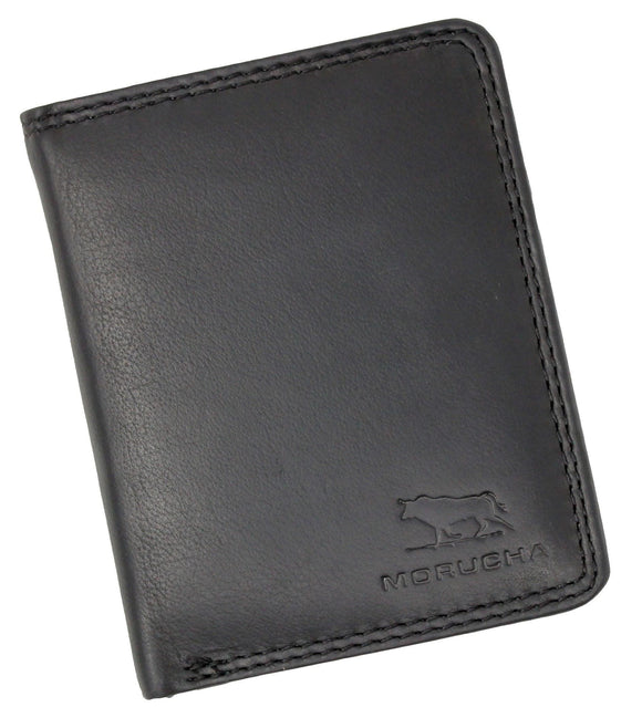 Compact Genuine Leather RFID Wallet Black -  - morucha