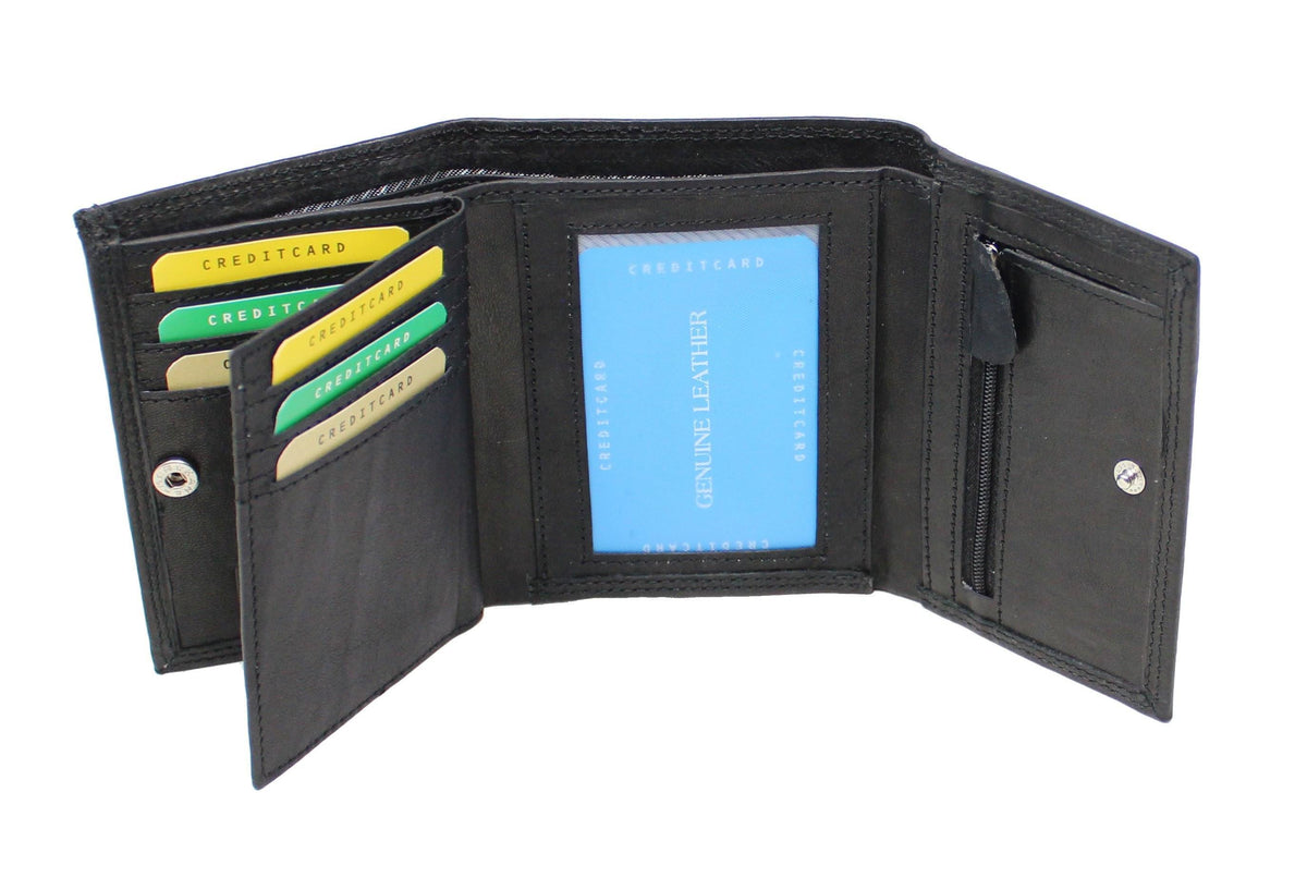 Morucha Gents RFID Nappa Leather Trifold Passcase Wallet Black – MORUCHA